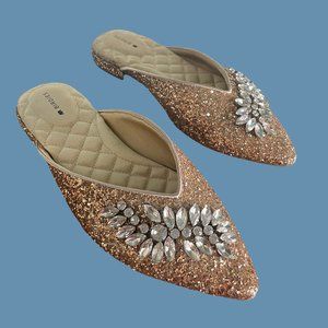 Birdies Swan Sparkle Mules Gold Size 7.5